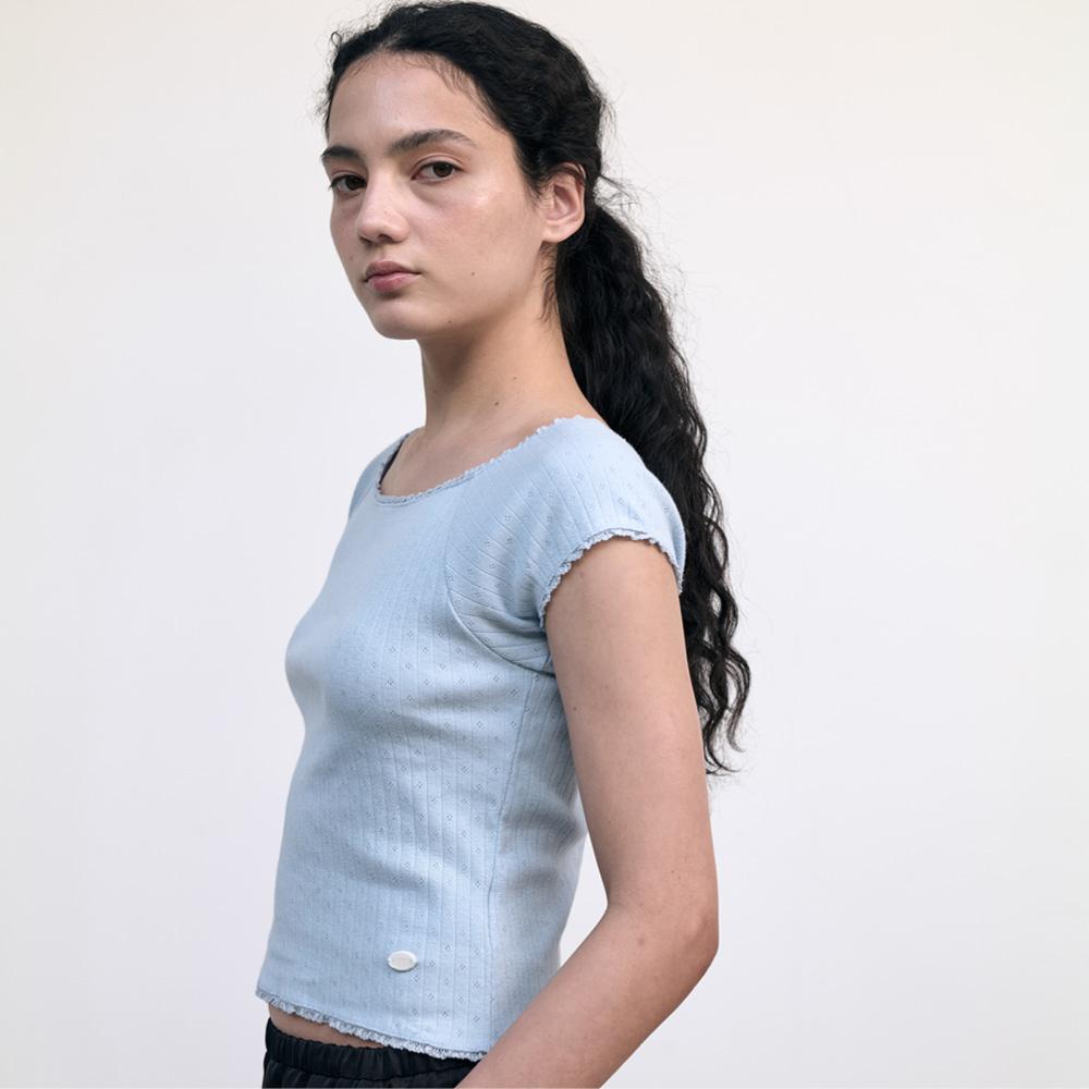 Gbh Apparel Lace Square Neck Top / Light Blue Free/Free