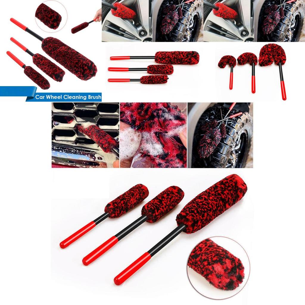 Kit de Ferramentas de Escova de Limpeza de Aro de Carro Super Macio de Pelúcia Luxuosa 3 peças Alta Qualidade