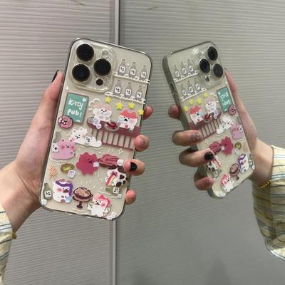 Cat Party Phone Cases Available for Apple X/XS/XR/XS Max/11/12/13/14/15/7 Plus/8 Plus/14 Plus.