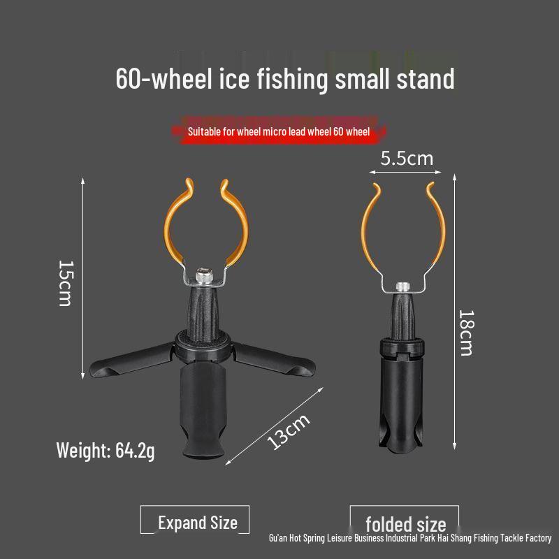 Portable Foldable Ice Fishing Rod Holder with Reel Seat - No Disassembly Needed