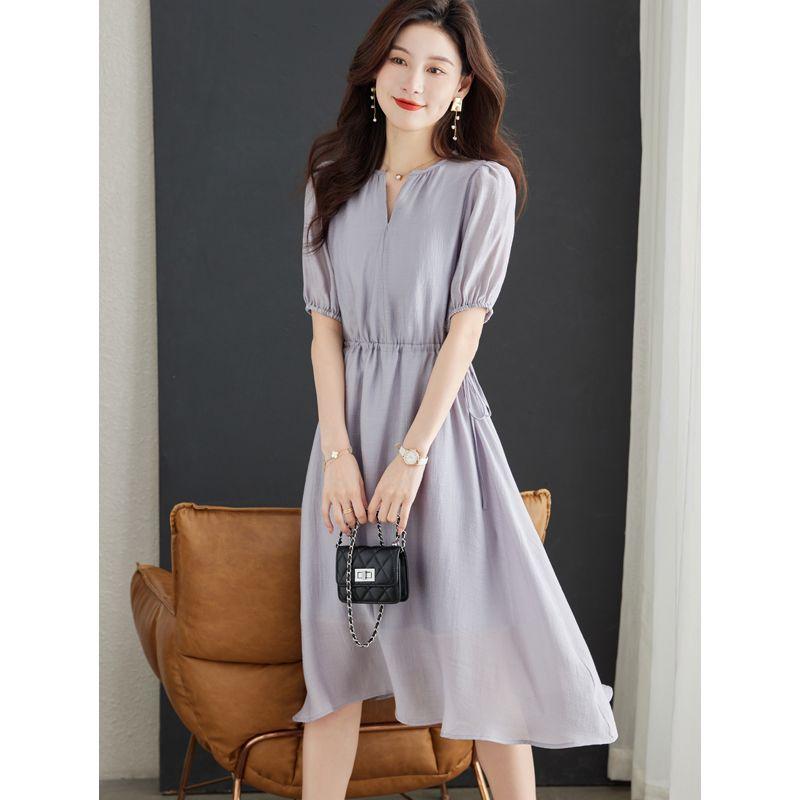 

Classy Silk Dress 2023 Women s New Arrival Summer Mulberry Silk International Luxury Big Brand Exquisite Gentle Skirt Medium Gray M