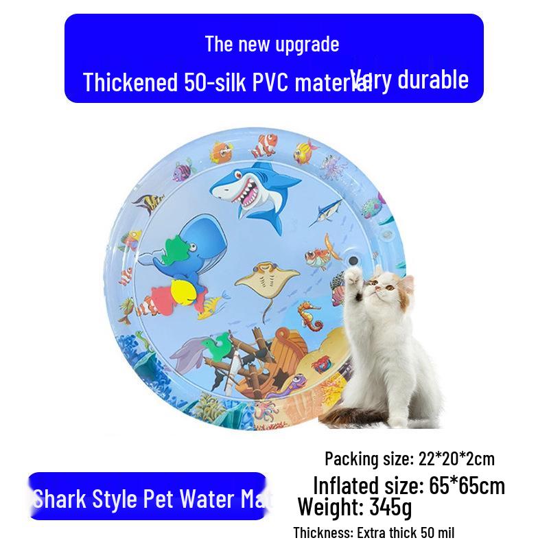 Cartoon Round Inflatable PVC Ice Pad for Cats & Dogs - Scratch-Resistant, Water-Injectable & Thickened
