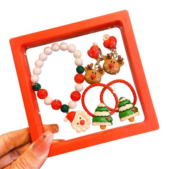 

Yousheng 5 шт./набор Рождественский браслет серьги набор ручной работы детский красочный браслет из бусин Санта-Клаус олень елка шарм ювелирные изделия праздничный подарок A