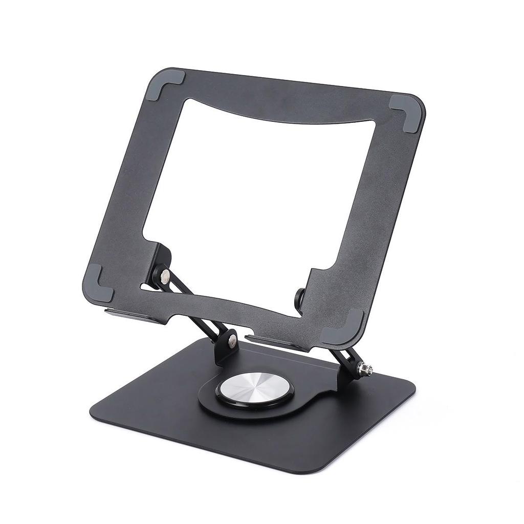 360° Rotating Carbon Steel Laptop Stand with Folding & Cooling Functionality