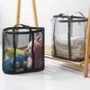 Wall Mounted Nylon Mesh Laundry Basket Foldable Mesh Laundry Hamper  Bathroom