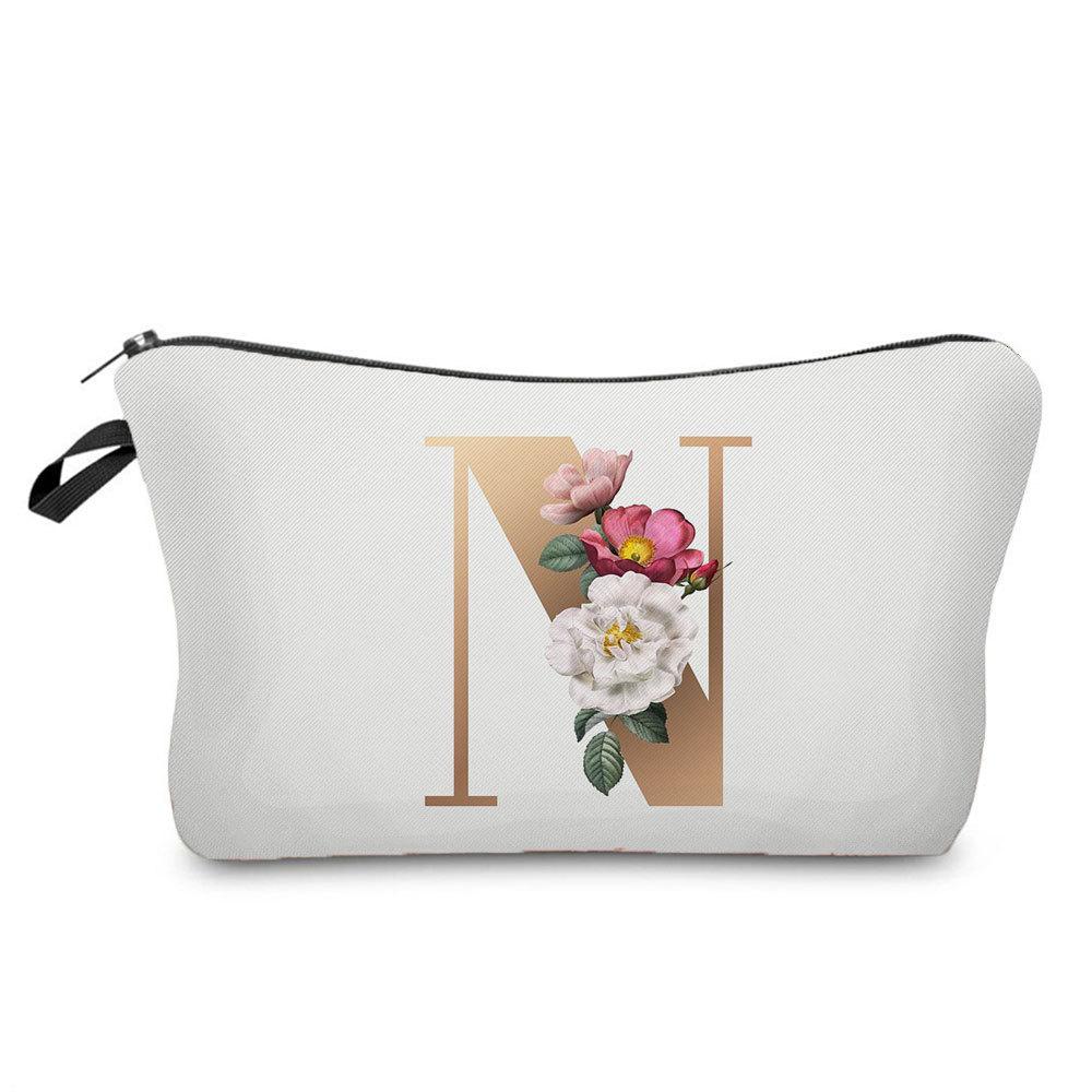 Geantă Cosmetică cu Imprimeu Litere Aurii pentru Femei Organizator pentru Articole de Toaletă Geantă de Depozitare pentru Călătorie 6719