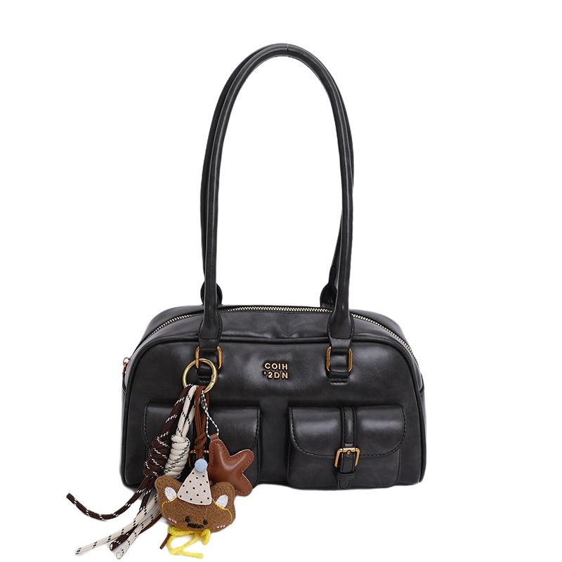 New Korean Retro Single-shoulder Bag, Fashionable and Trendy Casual Boston Bag, Stylish Bowling Bag