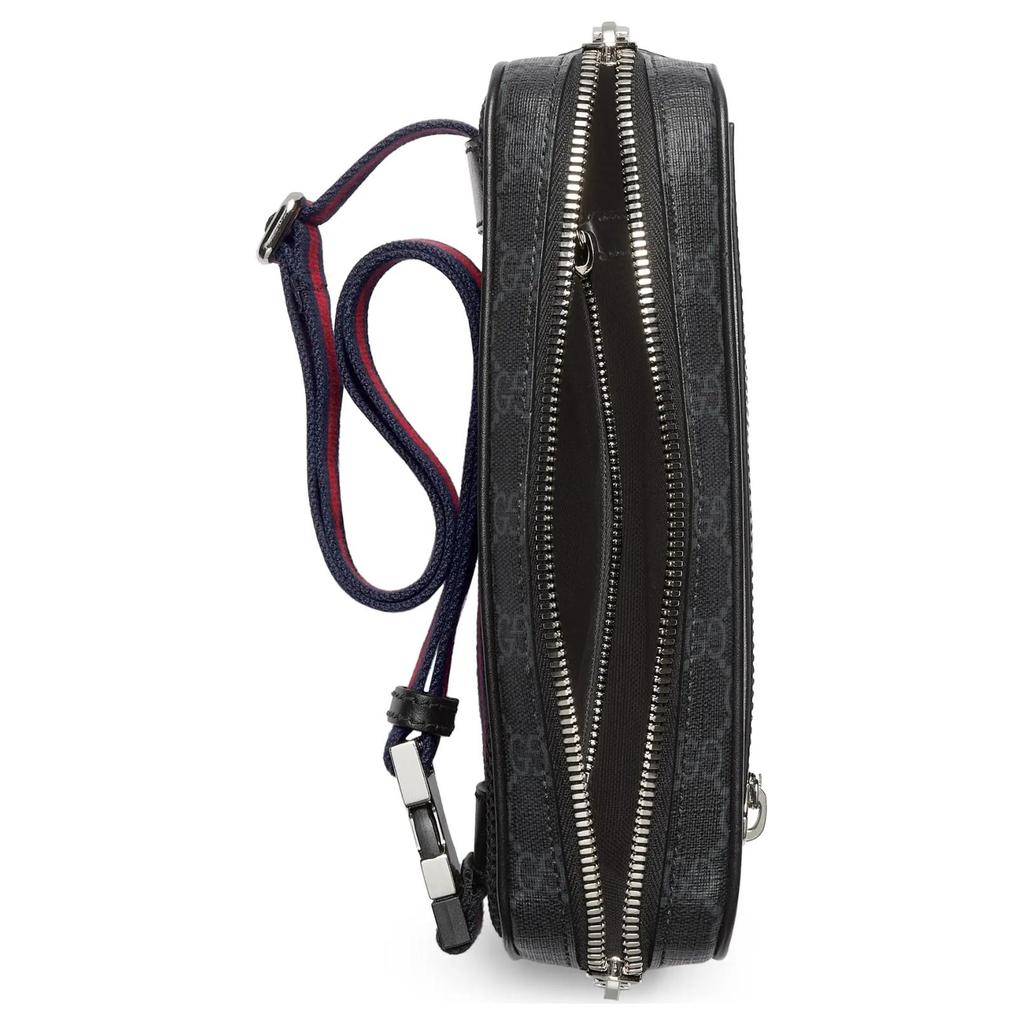 Gucci Adjustable Strap Zipper Closure Canvas And Leather Waist Bag Men Waist Bag Black 792094-FADJM-1043