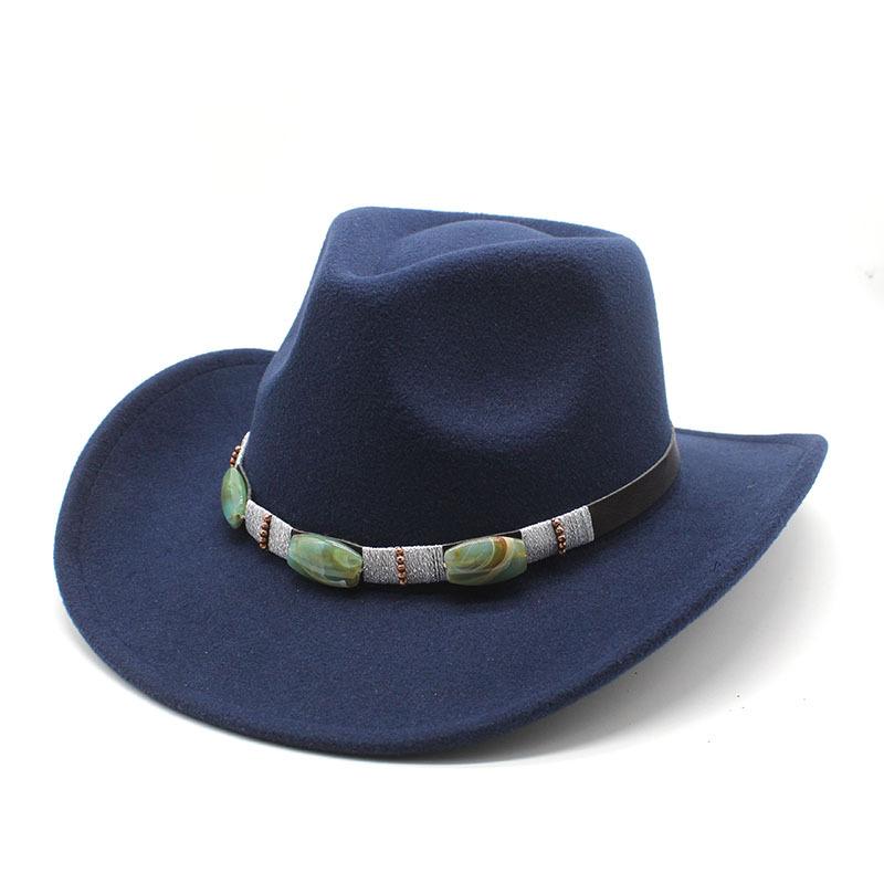 Spring Men'S And Women'S Riding Woolen Felt Hats Western Cowboy Hats British Classic Retro Wide-Brimmed Top Hats