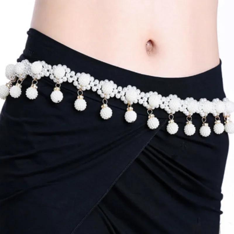 Summer Fashion Ladies Woven Pearl Waist Chain Beads Dance Belt Daily Wedding Dress Waist Chain Jewerly Accessorie for Women Gift