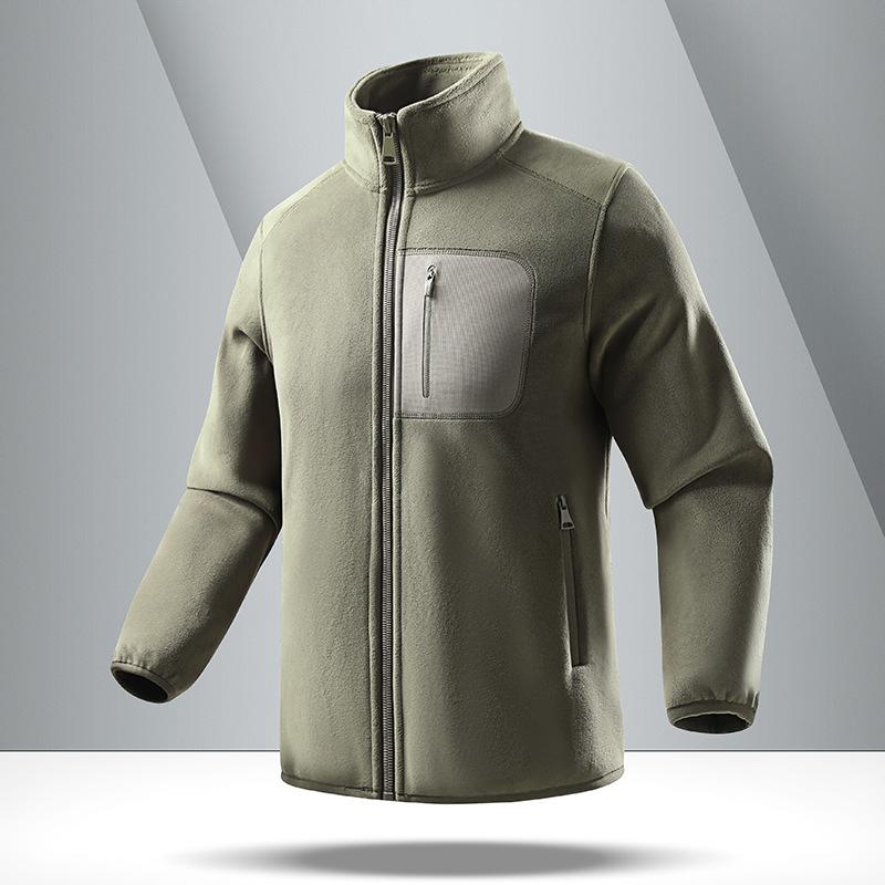 Men's Thick Fleece Stand Up Collar Warm Jacket with Fleece Zipper Cardigan and Fleece Jacket