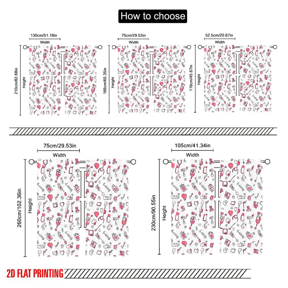 2pcs,2D plane printing Popular Curtains Hospital Medical Polyester (without rod) Outdoor Decorations Ldeal for Bedroom Living