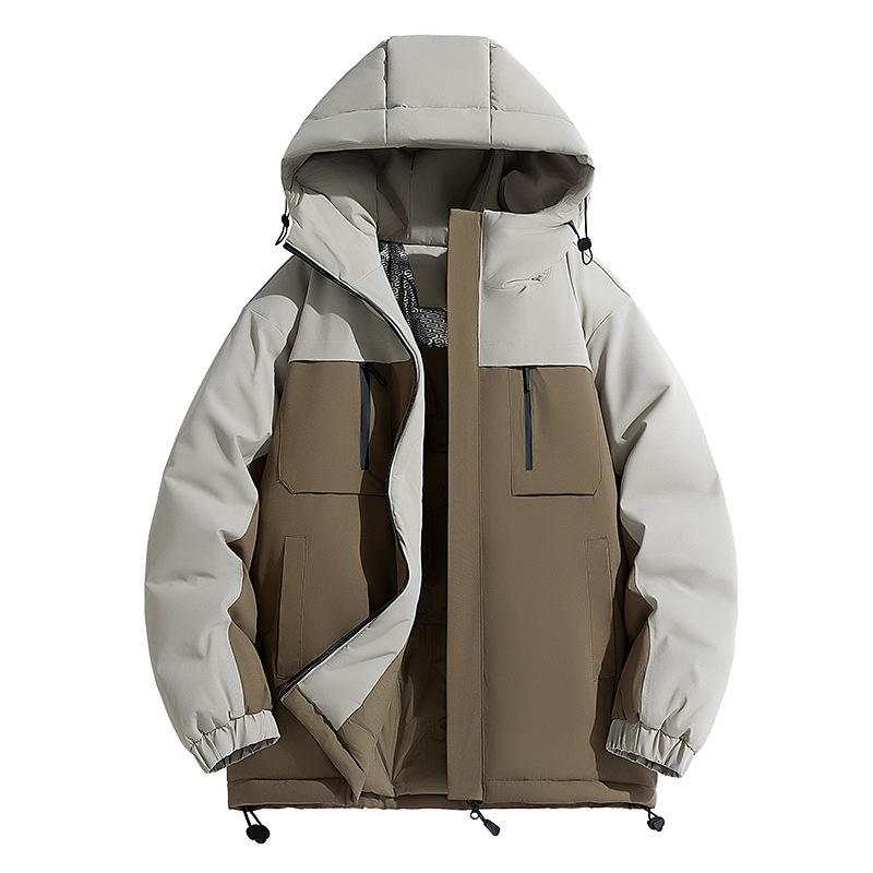 Winter Popular Cotton-padded Clothes Men's Popular Trendy Brand Color Matching Large Size Couple Hooded Jacket Outdoor Sports Cotton-padded Clothes
