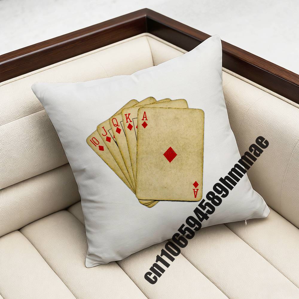 For Playing Cards Poker Red Heart Spades King Queen Throw Pillow Case Sham 45X45Cm 40Cm Square Car Pillowcase Pad Cushion Cover