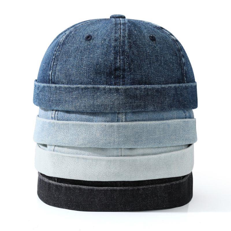 Fashion Denim Docker Cap Brimless Hat Solid Skullcap Solid Color Sailor Cap Beanie Hats Men Women Bucket Cap Adjustable Dad Hat