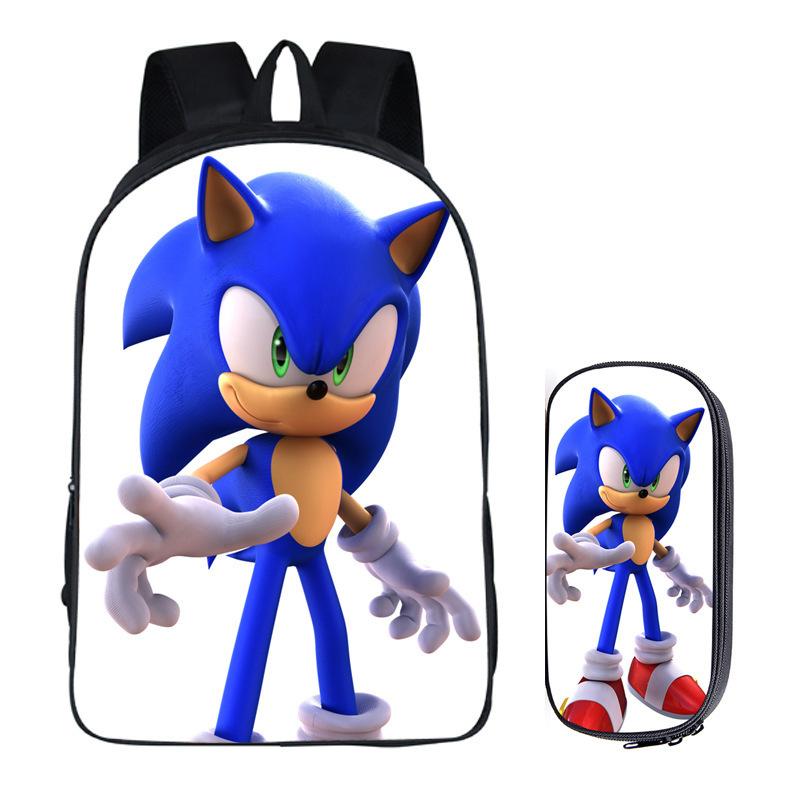 Straight Hair Animation Digital Printing Children'S Two-Piece Set Backpack Pencil Bag Primary And Secondary School Schoolbag