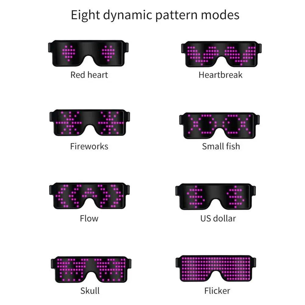 Led Party Glasses Multilingual USB Charge Led Flashing Luminous Eyewear Christmas Concert Birthday Party Holiday Glow Sunglasses