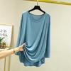 T-shirt da Donna in Modal Larga a Maniche Lunghe - Primavera/Estate Sottile Girocollo Taglie Forti Versatile Top alla Moda