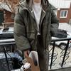 Kurzer Baumwollmantel mit Kapuze für Herren, lockerer und warmer Wintermantel für draußen, lässiger Baumwollmantel im koreanischen Stil