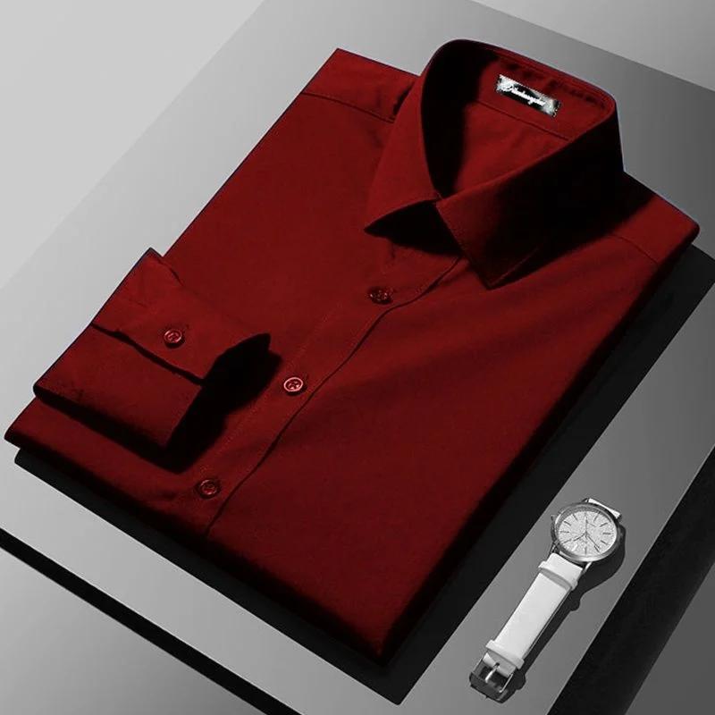 

Red Men s Shirt Long Sleeve Slim Fit Business Suit Shirt Best Man Men s Large Ropa Clothing Shirts for Men M