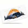 Pc D Flat Poster Camping Bear Scenery License Plate Mountain Tent Pine Tree Sunset Bubble Pattern For Outdoor Enthusiasts