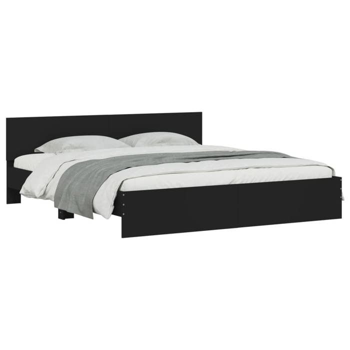 VidaXL Bed Frames with Headboard and LED, Double Bed with Slatted Base, Adult Bed, Bedroom Furniture, 3207589