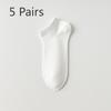 5 Pairs of Women's Spring Summer Leisure Solid Color Boneless Breathable Comfortable Short Boat Socks