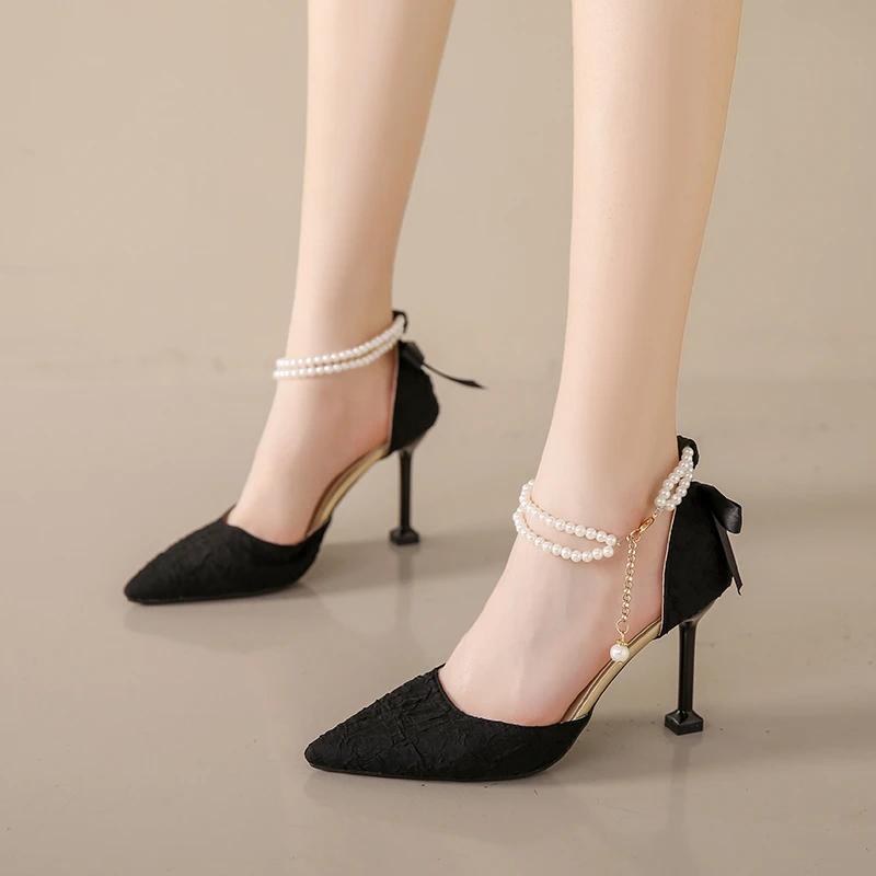 Fashion 2025 Spring and Autumn New Fashionable Comfortable Elegant and Versatile Hollow Shoes with Baotou and Strap High Heels