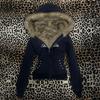 Y2K Harajuku Aesthetic Women's Fur Collar Hoodie Sexy Slim Chic Casual Solid Color Cardigan Sweatshirt Goth Punk Rock Streetwear