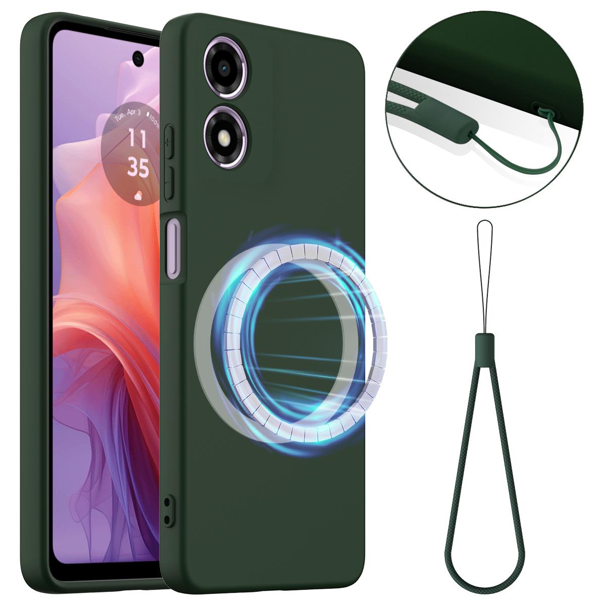 

For Motorola Moto G04s 4G/Motorola Moto E14 4G/Motorola Moto G04 4G Magnetic Case Anti-Drop Liquid Silicone Phone Cover C