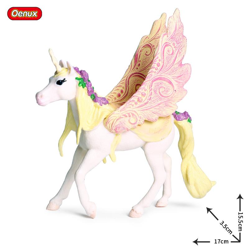Oenux Fairy Tale Fly Horse Mythical Alpaca Elf Pegasus Action Figures Animal Model Collection Cute Girl Birthday Gift Kids Toy