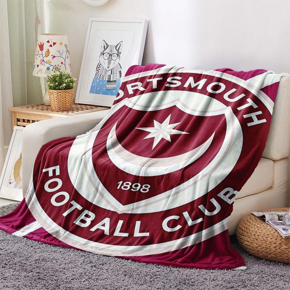 1PC Portsmouth Football Club Patterned Flannel Blanket Suitable For All Seasons for Home Decor Warmth and Comfort Gifts Holiday Present