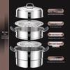 316 Stainless Steel Steamer Pot with Silicone Handle - Large Capacity Multi-layer Stew Basket