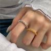 PANJBJ 925 Sterling Silver Bead Geometry Rings for Women Double Layer Hollow Out Minimalism Trend Jewelry Gift Dropshipping