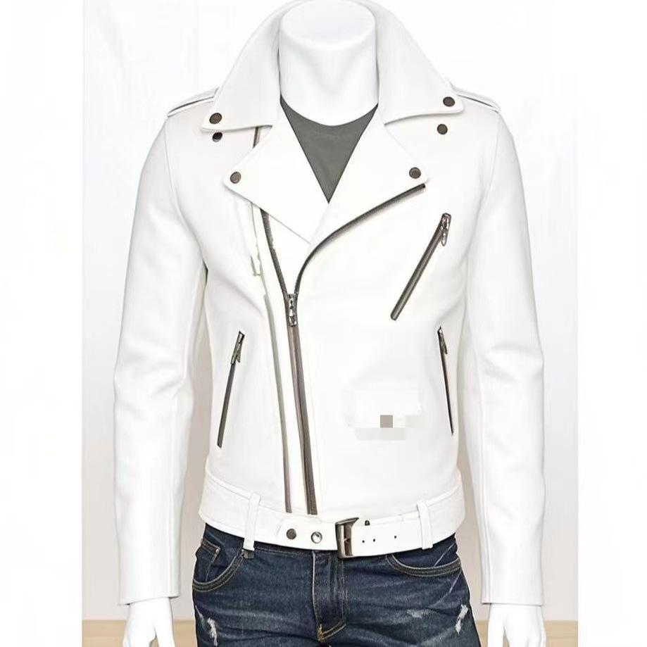 Autumn and winter leather jacket men's new leather jacket men's stand-up collar slim PU leather top trendy men's jacket