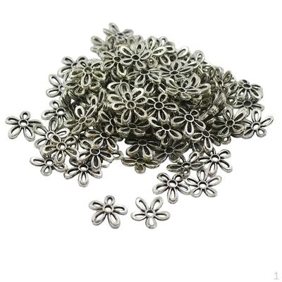100Pcs Filigree Daisy Cap Spacers Charms Jewelry DIY Findings