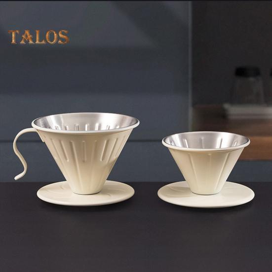 Coffee Filter Cone Stainless Steel Hand Drip Pour Over Coffee Funnel with Spiral Ribs Dishwasher Safe V-Shaped Coffee Filter for Most Coffee Makers