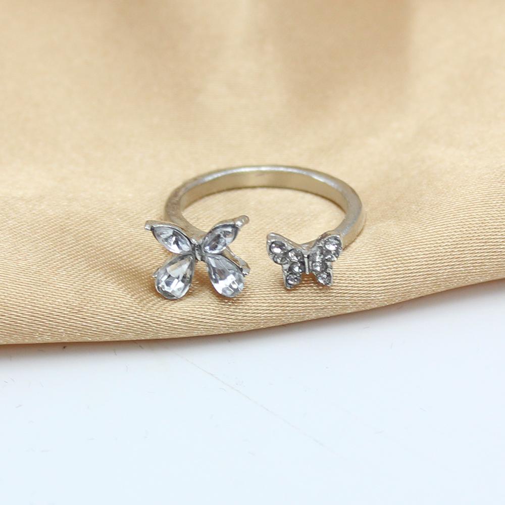 

Double Butterfly Crystal Ring Zircon Open Adjustable Index Finger Anneaux for Men Women Anillos Aesthetic Accessories