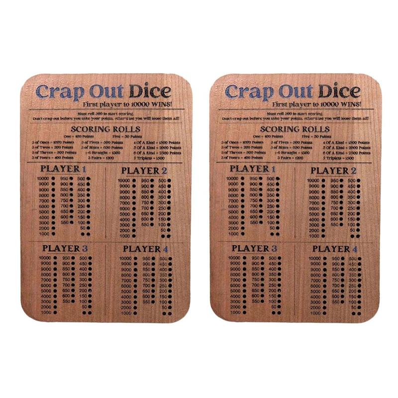 2 Stück Würfel-Punktetafel Holz Würfel-Punktblock Klassisches Würfelspiel Holz-Würfelschale Für Familienfeier Reisespiel