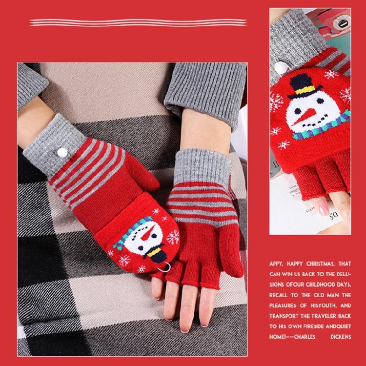 Soft Winter Gloves Warm Mitten Flip Half&Full Finger Christmas Convertible Glove