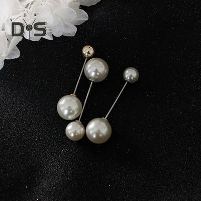 Frauen Mode Doppel Faux Perlen Brosche Safty Pin Strickjacke Schal Clip Abzeichen Geschenk