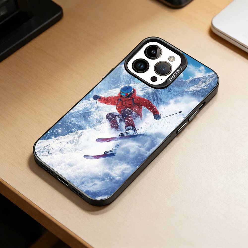 

Snow Snowboard Ski -SS Phone Case For iPhone 17,16,15,14,13,12,11 Plus,Pro Max,XS,Colorful Silver Black Cover iPhone14Plus