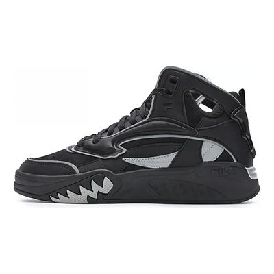 Fusion Desperado Bequem Vielseitig Plüsch Stoßdämpfend Mittelhoch Retro Basketballschuhe Damen Sneaker Schwarz Silber T12W343215FBS