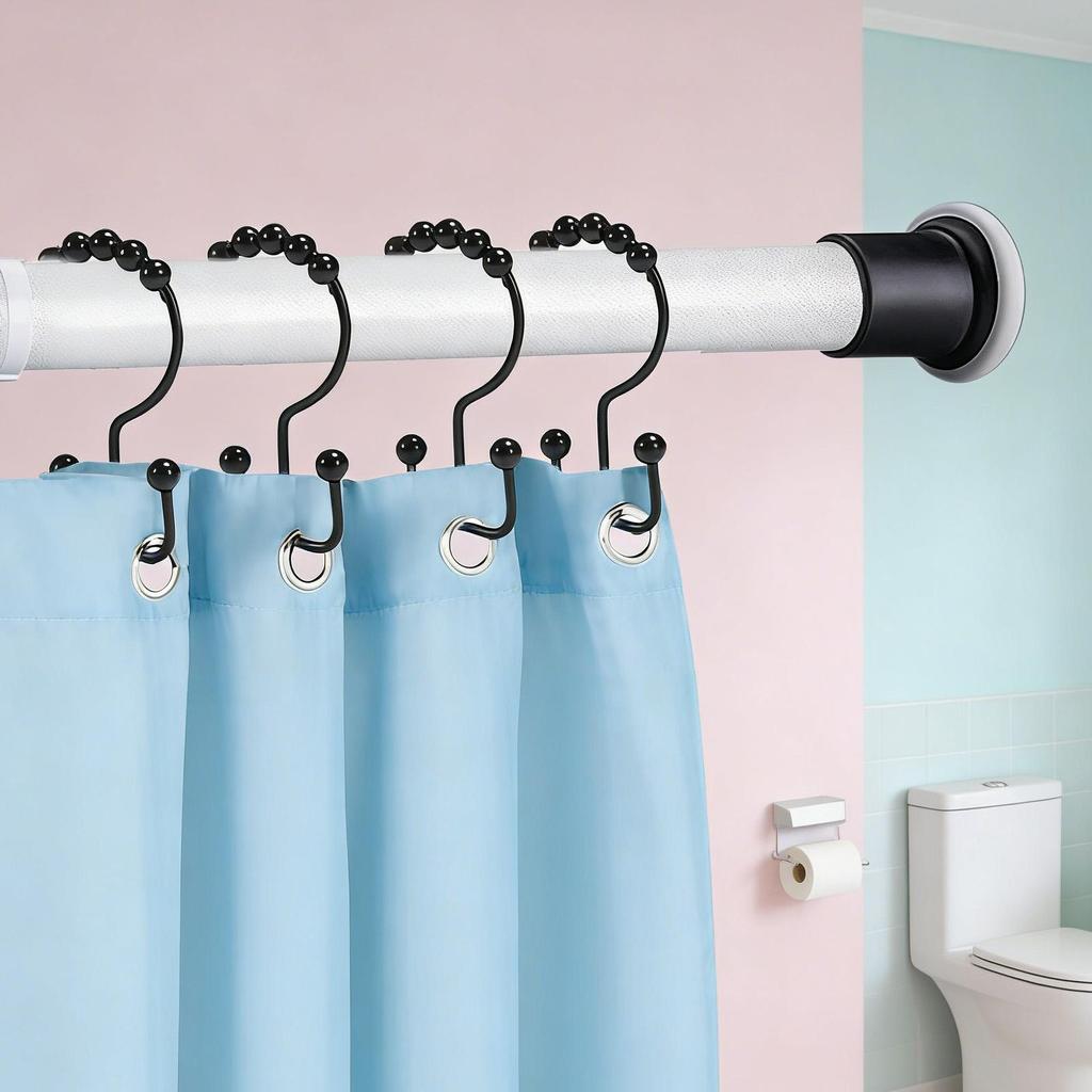 Shower Rod Hooks 12 Pieces Double Glide Drapery Hanger Shower Hooks Rings For Home Window Closet Bathroom Hotel Dorm Gym