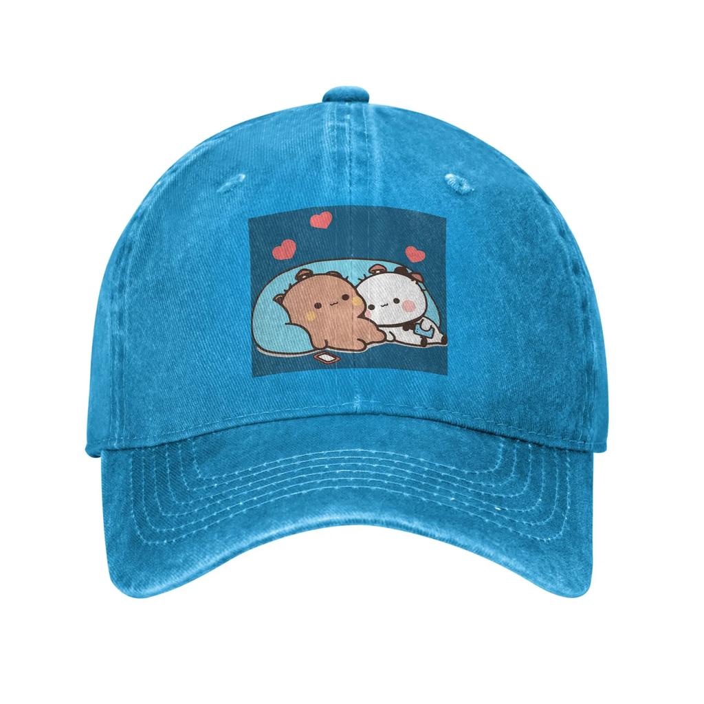 Bubu Dudu Panda Bears Cartoon Washed Denim Cap Casual Baseball Caps Adjustable Hat Summer Unisex Baseball Hats