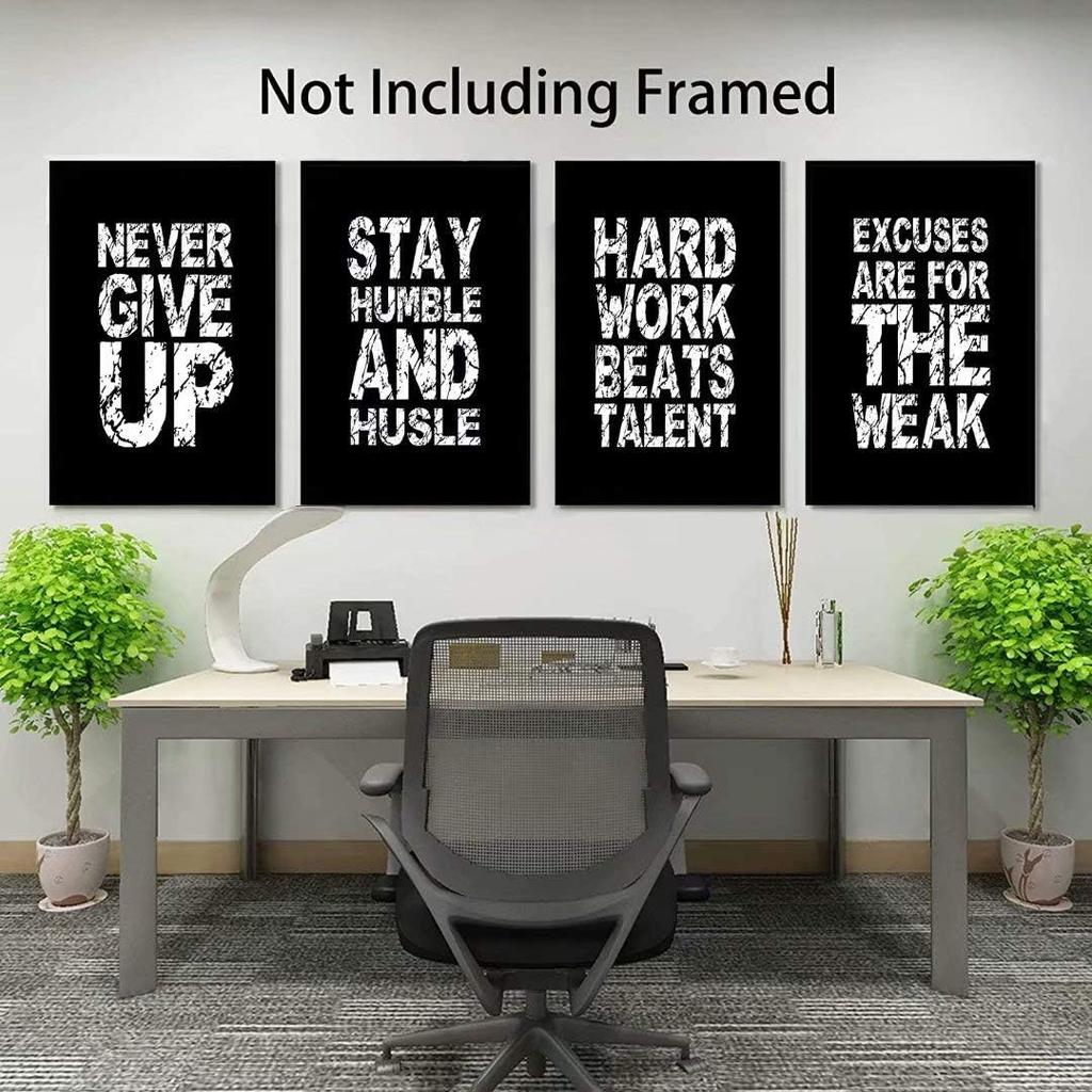 Vintage Wall Art Prints Motivational Quote Workout Gym Poster Canvas Poster Wall Decor Pictures for Home Bathroom Office Kitchen Set of 4 (8''x10'')