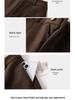 Coffee-Colored Fleece-Lined Wool Blend Wide-Leg Petite Pants - New Style, Thickened, Eight-Tenths Length, Cashmere Straight-Leg for Women.