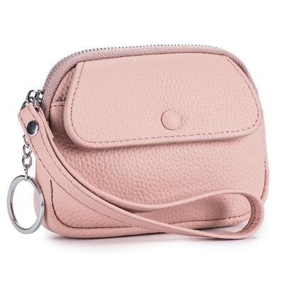 Ganve Damen Münzbeutel aus echtem Leder, Langlebig, Kleine Gegenstände Tasche, Beliebt und Stilvoll, mit Schlüsselanhänger, Großes Fassungsvermögen, Niedriges Portemonnaie, Kastenform