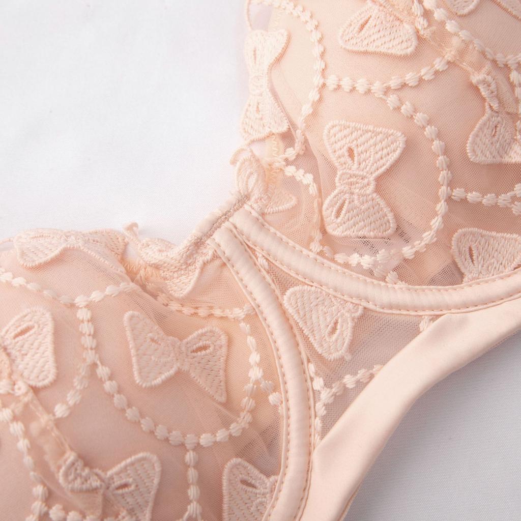Women's Underwear Summer Butterfly Embroidery Bra Breathable Rabbit Ear Mold Cup Anti Sagging Bra
