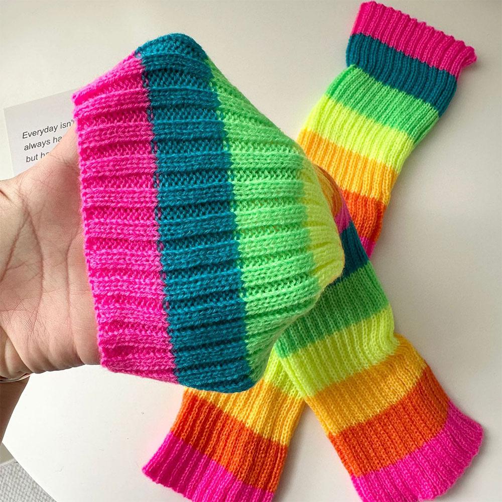 Party Sport Yoga Neon Gerippte Stulpen Halloween Kostüm Strick Lange Socken für Frauen & Mädchen